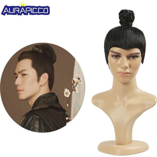 Ancient Chinese Sword Men or Scholars Prince Knight Hair Wig for TV Play or Stage Performance Fake Hair Wig Cosplay