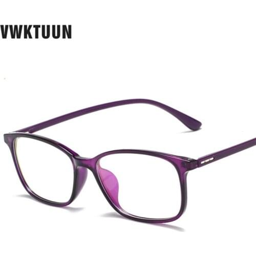 VWKTUUN Super Light TR Square Glasses Frame Anti Blue Light Eyeglasses Frames Soild Clear Lens Computer Myopia Fake Glasses
