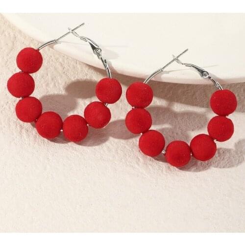 Japan and South Korea Autumn and Winter New Flocking Bead Earrings Temperament Plush Earrings Fashion and Popular Girl Gifts