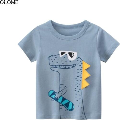 Funny Dinosaur Summer Cotton Childrens T-shirts Hot Sale Baby Boys and Girls Shorts Sleeves Clothing Unisex Toddler Top Tees