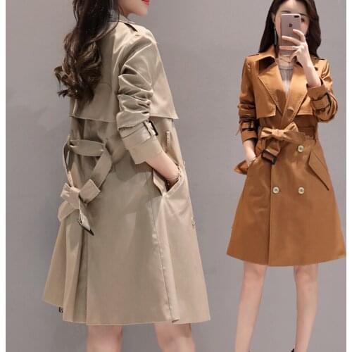 Womens Windbreaker Plus Size Trench Frmale Overcoat British Style Autumn Coat Long Coats Ladies Casaco Feminino KJ231