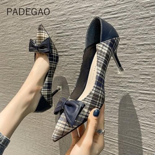 Women Shoes 2021 Patchwork Vintage Ladies Dress Shoes Casual Fashion High Heels