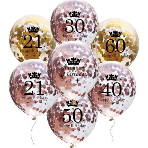 10pcs Inflatable Confetti Balloons 12 Inch Latex Clear Happy Birthday Balloons 30 40 50 60Anniversary Wedding Decor party Favors
