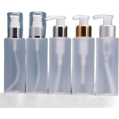 100ml frosted plastic PET bottle silver/gold press pump lotion emulsion serum foundation anti-UV essence skin care packing