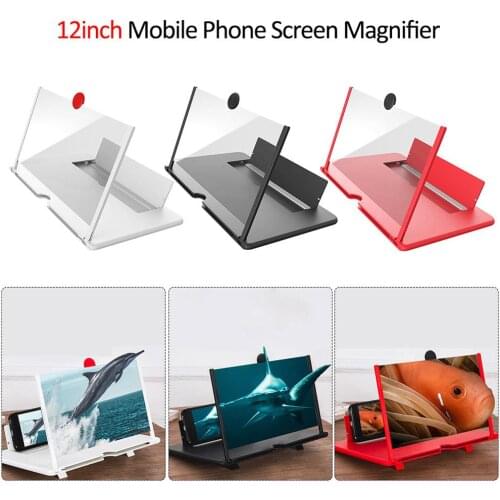 12 inch 3D Mobile Phone Screen Magnifier HD Video Amplifier with Foldable Holder Magnifying Glass Smart Phone Stand Bracket