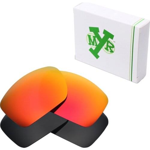 2 Pairs Mryok POLARIZED Replacement Lenses for Oakley Big Taco Sunglasses Stealth Black & Fire Red