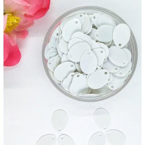 50g/lot 9*13mm White Color Oval Egg Shape Sequins Side Hole,Paillettes Accessories Crafts For Bags, Garment