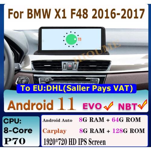 10.25" 8Core CPU 8G RAM Android 10 Car Multimedia Player for BMW X1 F48 2016 2017 Radio GPS Navigation Stereo Head Unit CarPlay