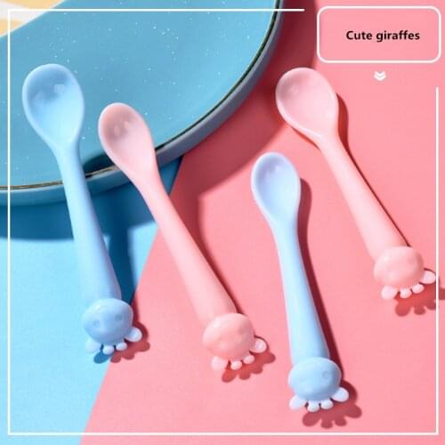 Baby Deer Shaped Spoon Food Grade Silicone Cartoon Spoon Baby Feeding Tableware Soup Spoon Training Spoons