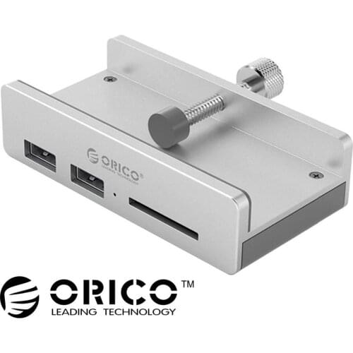 ORICO MH2AC-U3 USB 3.0 HUB Aluminum Alloy Clip-Type 3 Ports High Speed Splitter Dock Station for Desktop Laptop with Card Reader