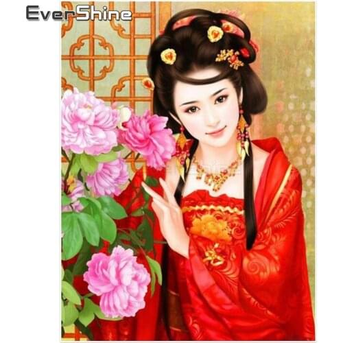 EverShine 5D Full Round Diamond Painting Classical Beauty Pictures Of Rhinestones Diamond Embroidery Chinese Style Wall Decor