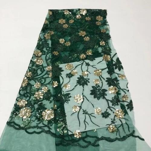 French Lace Fabric Hot Sale Sequins Africa Nigeria Tulle Mesh Lace Latest High Quality Embroidery Fabric For Garment Dress Sew
