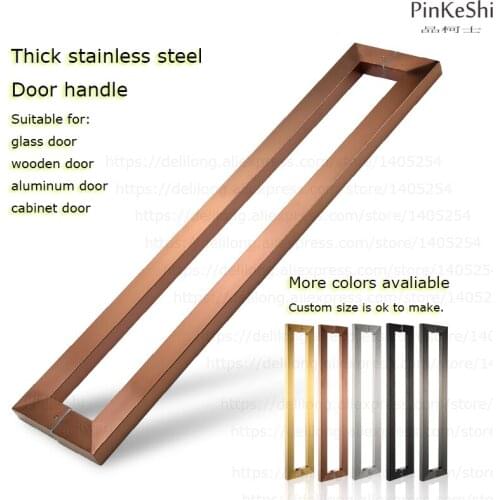 Black color square tube thick stainless steel door hardware heavy duty glass door wood door handles 600mm