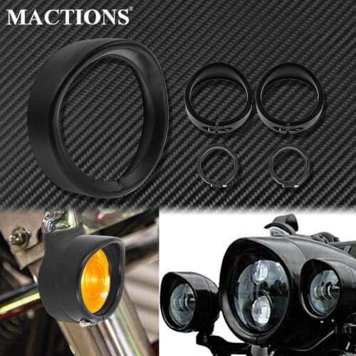 Motorcycle 7" Headlight Lamp Trim Ring 4.5" Passing Fog Lights Bezel Visor Turn Signal Trim Rings For Harley Softail Touring FLH