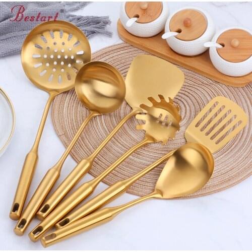 10 Pcs/Set Cooking Utensils Set Kitchen Rose Gold Non Stick Stainlss Steel Spatula Shovel Soup Spoon Resisant Cooking Tools set