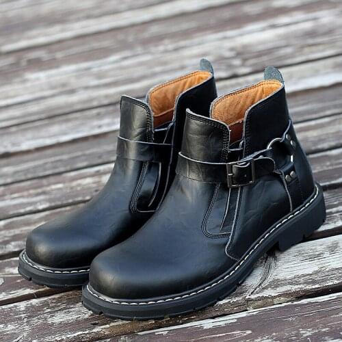 2021 New Desert Leather High-top Anti-skid Wear-resistant Trend Fashion Short Boots Hiking Shoes Anti-collision Tooling Shoes