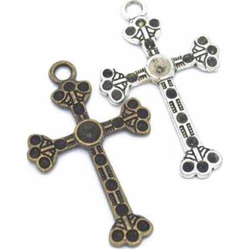 20PCS 51x31mm Antique Silver/Antique Bronze Crosses Charm Pendants For Jewelry Making