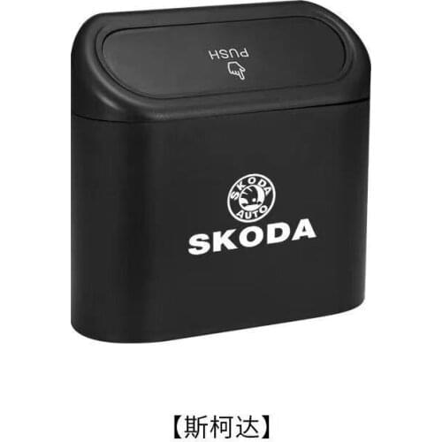 For Skoda Car Trash Bin Hanging Vehicle Garbage Dust Case Storage Box Trash Can Auto Accessories