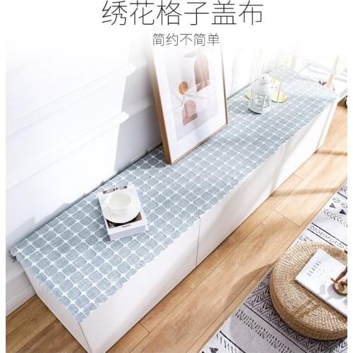Simple lattice TV cabine tablecloth table runner living room coffee table cover cloth towel entrance porch shoe cabinet cover