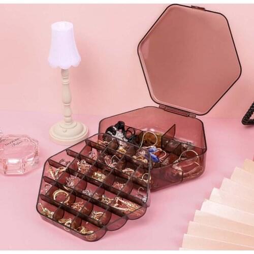 Transparent Plastic Multilayer Children Hair Accessories Box Desktop Cosmetics Jewelry Manicure Double layer Storage Box
