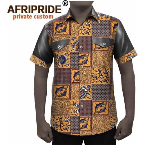 African Print Shirts for Men Pu Short Sleeve Crop Top Blouse Plus Size Casual T Shirt Silm Fit Dashiki Ankara Clothes A2012005