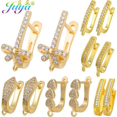 Juya DIY Gold/Silver Color Leverback Fastener Earring Hook For Women Fashion Dangle Crystal Pearl Tassel Earring Making Material