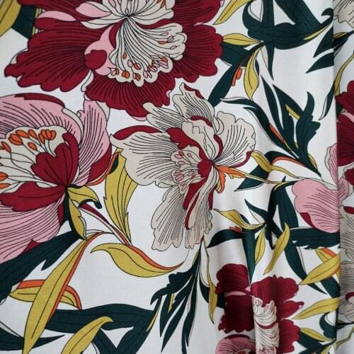 Silky Pajamas Flower Fabric Dress Satin Fabric Slightly Stretchy Crepe Satin DIY Sewing Craft Material Glossy Craft