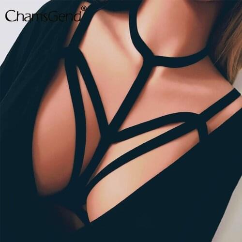 Sexy Black Women Crop Tops Alluring Bra Elastic Cage Bra Strappy Hollow Out Bra Bustier Bandage Bustier Bra Underwear See-throug