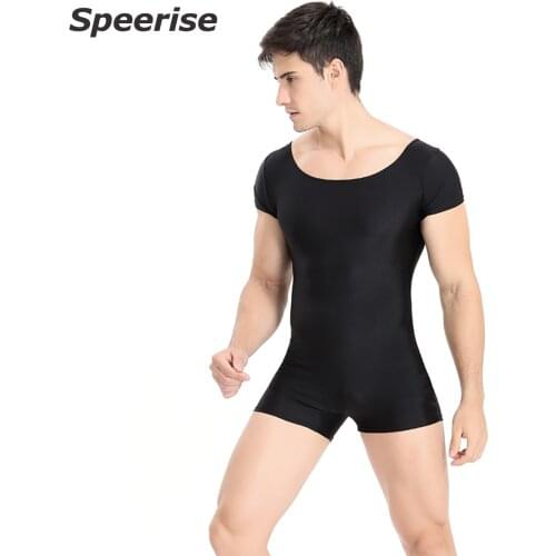 Speerise Spandex Gymnastics Leotard Gym Unitards Bodysuit Ballet Body Tight Costumes Swimsuit For Dancing Adult Short Sleeve