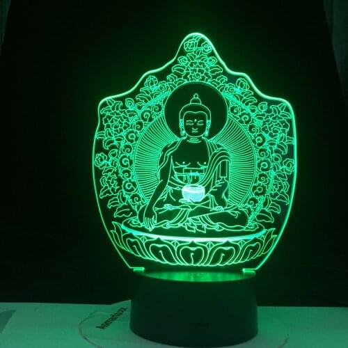 Buddhism Bodhisattva Sensor Touching 3D Visual USB LED Souvenir Holiday Gift Lamp Dropshipping 7/ 16 Colors Change Desk Lamp