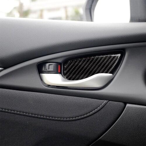 Car Interior Decoration Sticker Door Handle Bowl Cover Trim for Honda Civic 2016-2019 Carbon Fiber Stylish Decal Accessories