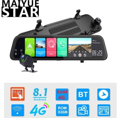 12-Inch Car DVR 4G Android 8.1 Streaming Media Rearview Mirror 4G+32G HD 1080P Video Recorder ADAS WiFi GPS Navigation Dash Cam