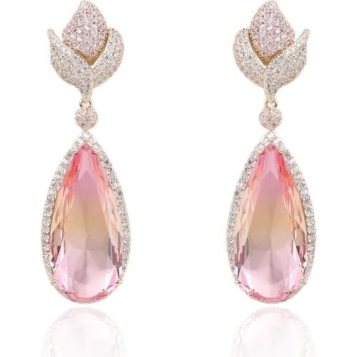 Vintage Cubic Zircon CZ Round Earrings for Wedding, Crystals Dangle Earring for Bride, Women Girl Birthday Party Jewelry CE10924