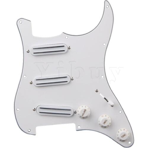 Yibuy White Loaded Prewired Pickguard with SSS B500K / A500K Tone Dual Rail Pickups