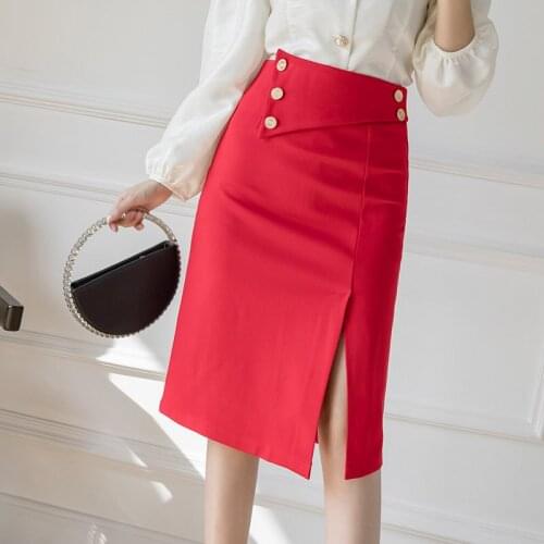 Stretch high waist bag hips skirt women mid-length slim split skirt wedding ceremony festive long skirts office lady clothes