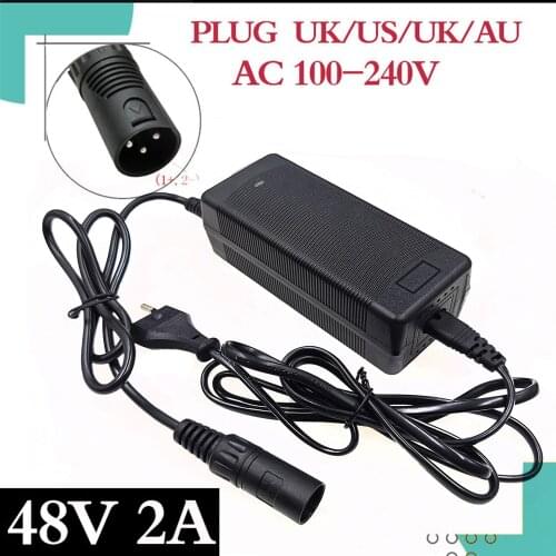 48V 2A Lead-acid Battery Charger for 57.6V Lead acid Battery Electric Bicycle Bike Scooters Motorcycle Charger 3-Pin XLR Plug