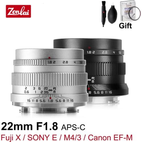 Zonlai 22mm F1.8 APS-C Prime Lens Manual Focus for Fuji X SONY E Micro M4/3 Canon EF-M Mount Mirrorless Cameras lente