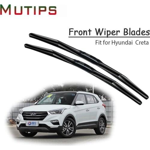 Mutips 1Set Rubber Car Front Wiper Blade Kit For Hyundai Creta ix25 2018 2017 2016 2015 2014 Windscreen Original Accessories