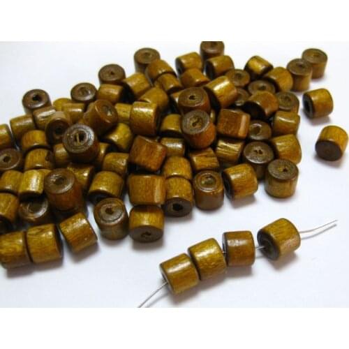 300 pcs Coffee 7X6mm Column Heishi Wood Beads~Wooden