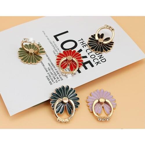 360 Degree Metal Finger Ring Smartphone Flowers Stand Holder Mobile Phone Holder Stand For iPhone iPad Huawei All Smart Phone