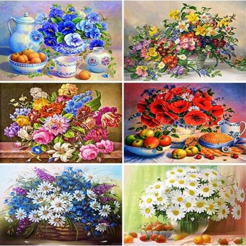 5D DIY Diamond Painting Flower Cross Stitch Kit Mosaic Full Square Round Drill Scenery Diamond Embroidery Home Decoration