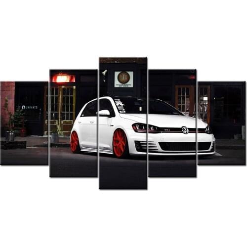 Golf GTI Car Wallpaper Posters and Prints Wall Art 5 piece Canvas Painting For Living Room Decor