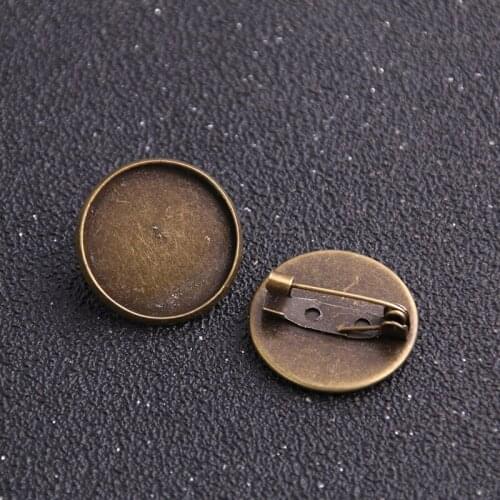 4pcs Antique Bronze Safety Pin Brooch Findings Vintage 20mm Round Brooch Pin Blank Settings