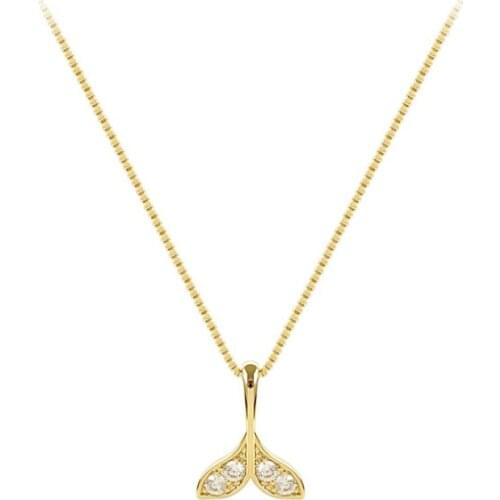 316L Stainless Steel New Fashion Upscale Jewelry Zircon Mermaid Whale Tail Charms Chain Choker Necklace Pendant For Women Female