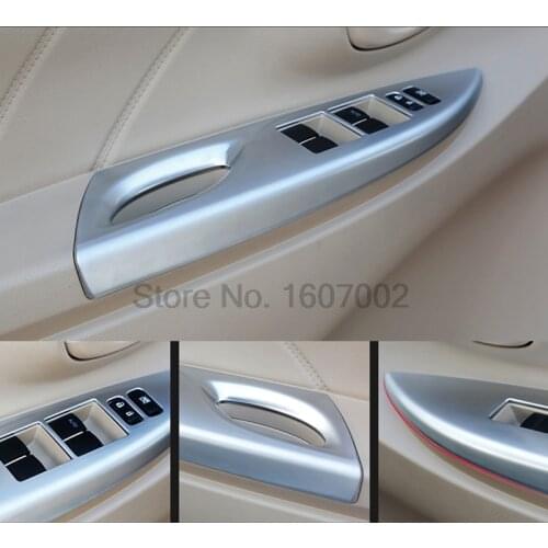 For Toyota Vios Yaris Sedan 2013 2014 LHD Chrome Car Interior Door Armrest Cover Window Lifter Button Trim Decorative Accessorie