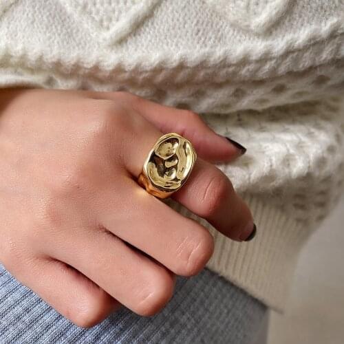 SHANICE S925 Sterling Silver Open Ring Irregular Shaped Heavy Industry Adjustable Size Party Fashion Wedding Rings Jewelry Gift