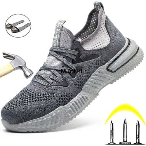 Breathable Men Work Shoes Sneakers Indestructible Shoes Safety Work Sneakers Men Anti-puncture Security Steel Toe Shoes Male