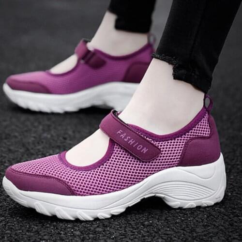 Summer Sneakers Women Large Size 41 42 Breathable Mesh Wedges Shoes Women Casual Flats Walking Platform Chaussure Femme WSH4180