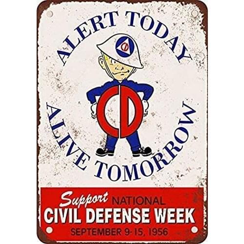 Amai store Civil Defense Week Vintage Look Reproduction Metal Tin Sign 8x12 Inch Tin Sign