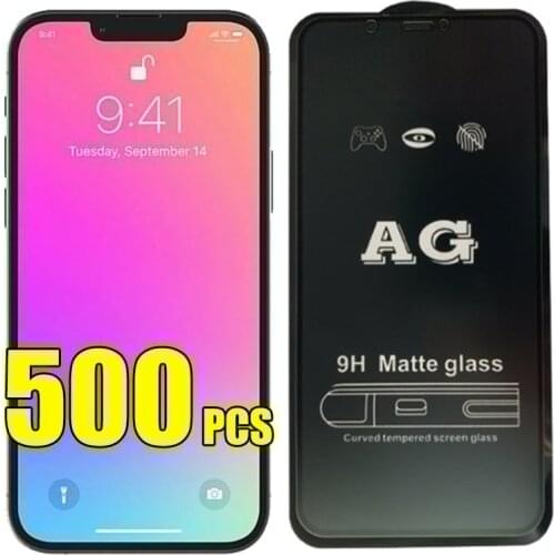 500pcs AG Matte Tempered Glass Guard Flim Anti-Fingerprint Screen Protector For iPhone 12 Mini 11 Pro Max XS XR X 8 7 6 Plus SE